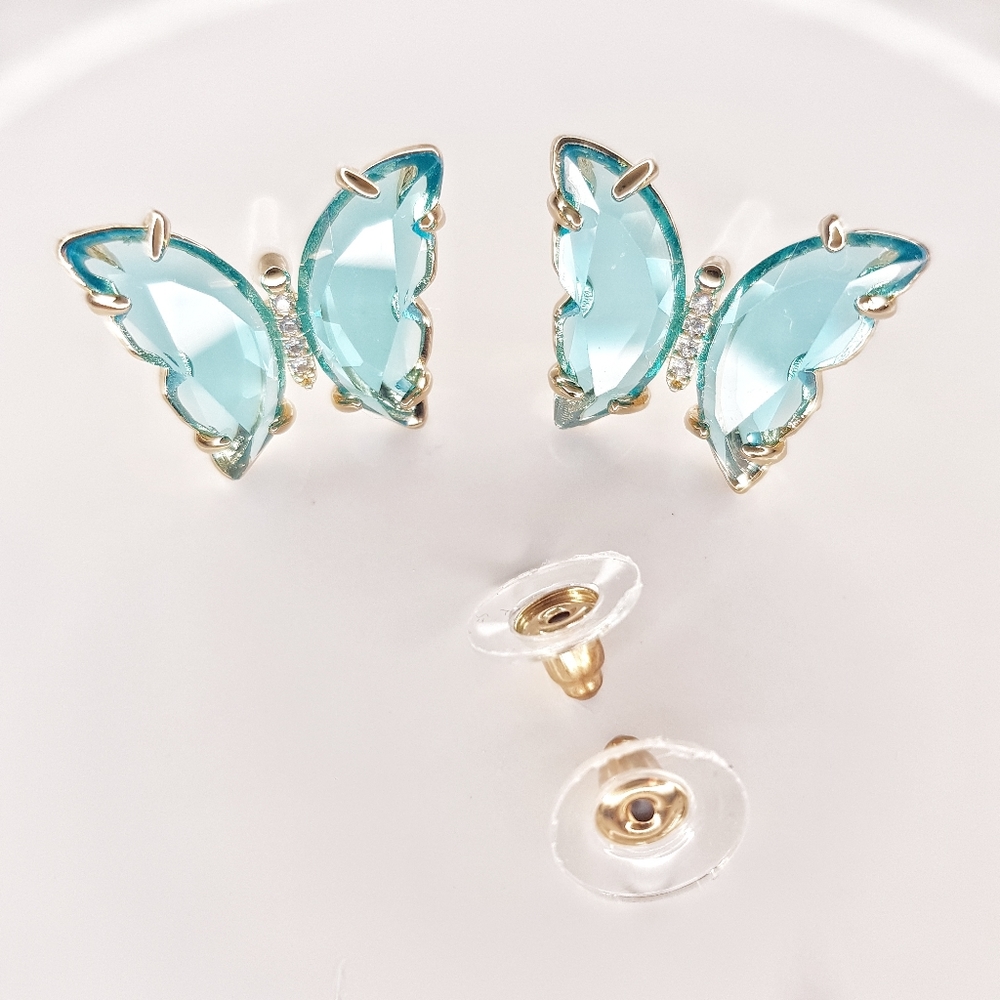 Crystal Glass Butterfly Studs